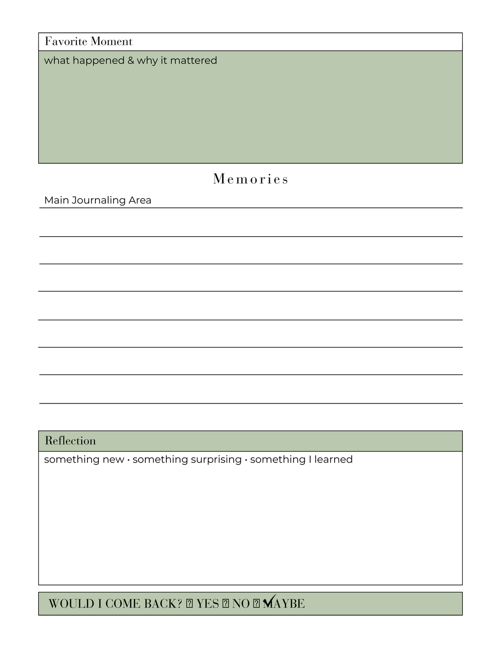TODAY’S ADVENTURE: Editable Digital Travel Journal (Canva Template)
