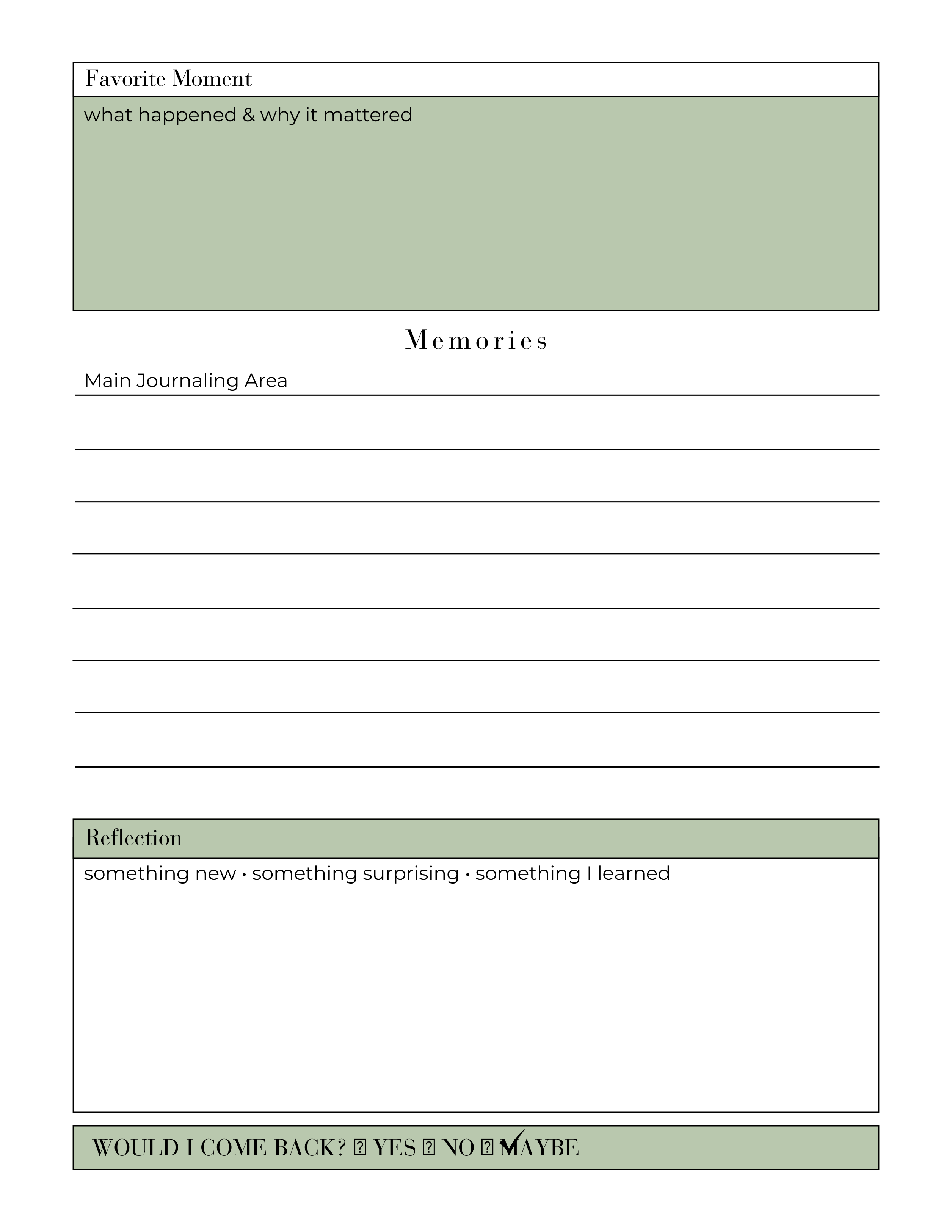 TODAY’S ADVENTURE: Editable Digital Travel Journal (Canva Template)